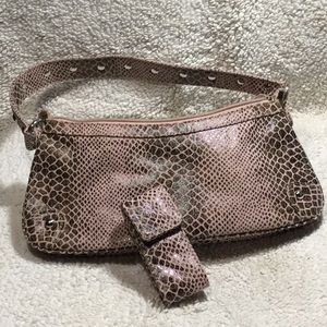 Nine West Pink Snake Print Purse w/accessories